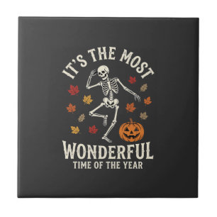 Halloween-Skelett-Tanz-Kürbis-Herbst Fliese