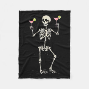 Halloween-Skelett trinkt Cosmopolitan-Schwanz Fleecedecke