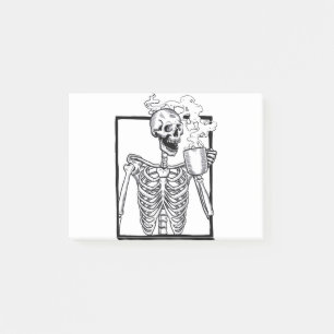 halloween skelett trinkt Kaffee lustig Post-it Klebezettel