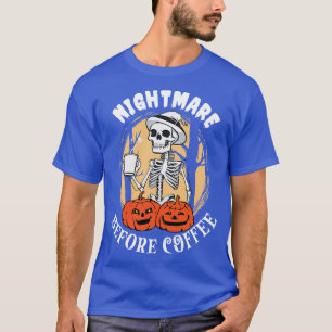 Halloween Skelett trinkt Kaffee T-Shirt