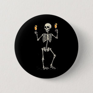 Halloween-Skelett trinkt Peach Bellini-Schwanz Button