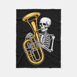 Halloween-Skelett Tuba Tubist Fleecedecke