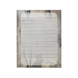 Halloween Skelett und Black Cat Vintag Ephemera Notizblock