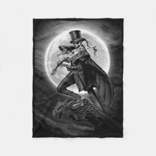 Halloween Skelett Violine spielen - Rock and Roll Fleecedecke