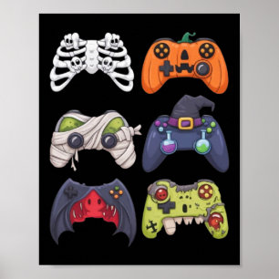 Halloween-Skelett-Zombie-Gaming-Controller-Mumie Poster