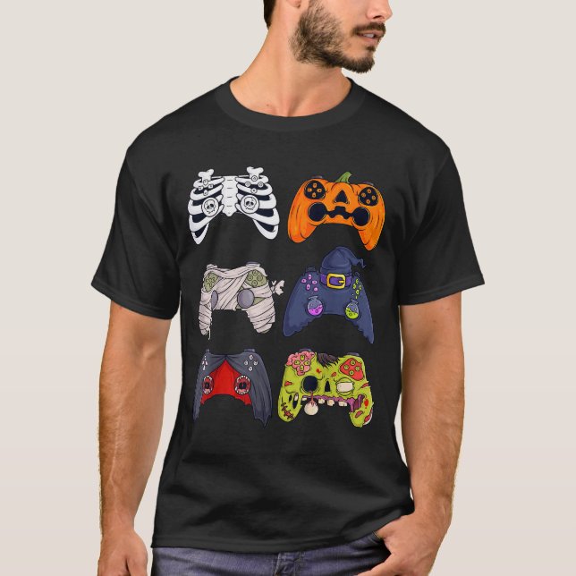 Halloween-Skelett-Zombie-Gaming-Controller-Mumie T-Shirt (Vorderseite)