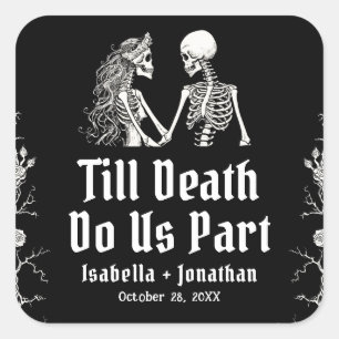 Halloween Skelette - Bis dass der Tod uns scheidet Quadratischer Aufkleber