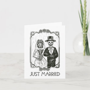 Halloween Skelette Braut und Groom nur verheiratet Karte