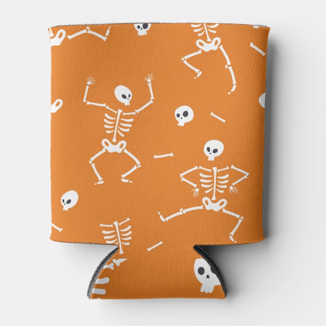 Halloween Skelette Fun Nahtloses Muster Dosenkühler (Vorderseite)