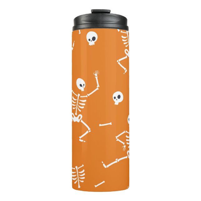 Halloween Skelette Fun Nahtloses Muster Thermosbecher (Vorderseite)