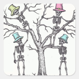 Halloween-Skelette Quadratischer Aufkleber