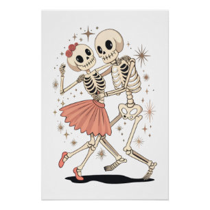 Halloween-Skelette, Retro-Skelett Poster