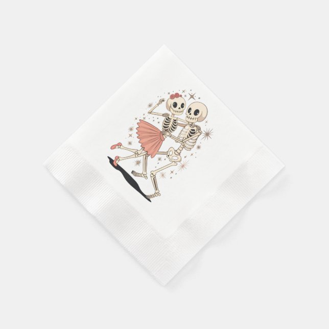 Halloween-Skelette, Retro-Skelett Serviette (Ecke)