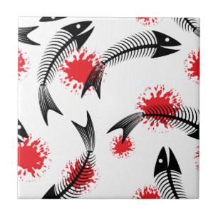 Halloween-Skelettfisch Fliese