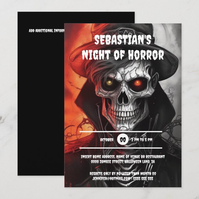Halloween-Skelettkampfarena Einladung (Vorne/Hinten)
