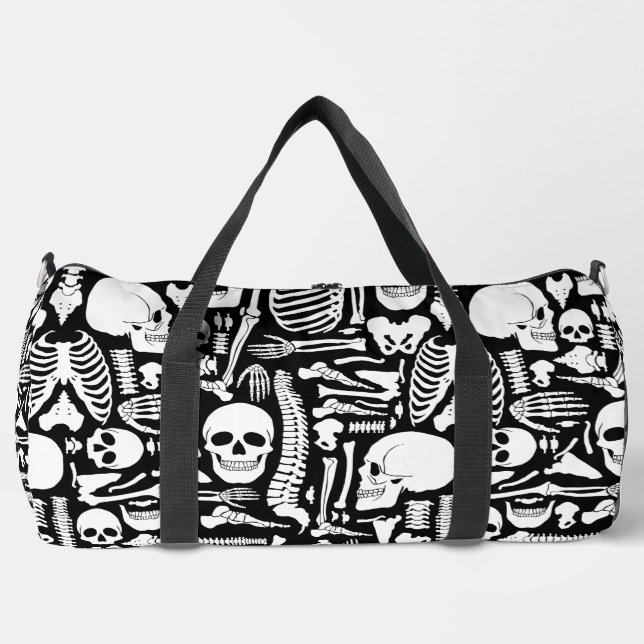 Halloween Skelettmuster Duffle Bag (Vorderseite)