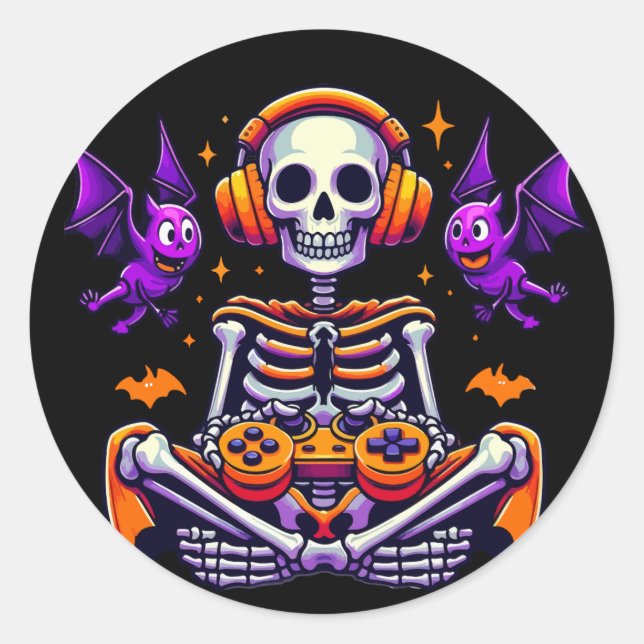 Halloween Skelettspiel Runder Aufkleber (Vorderseite)