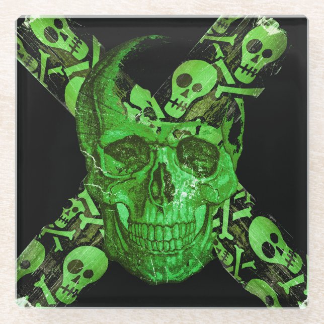 Halloween Skull #2 Glasuntersetzer (Vorderseite)