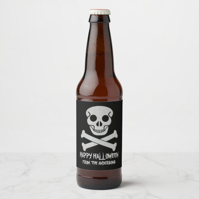 Halloween Skull and Bones Bettle Label Set Bierflaschenetikett (Vorderseite)