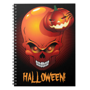 Halloween Skull and Pumpkin Notebook Notizblock