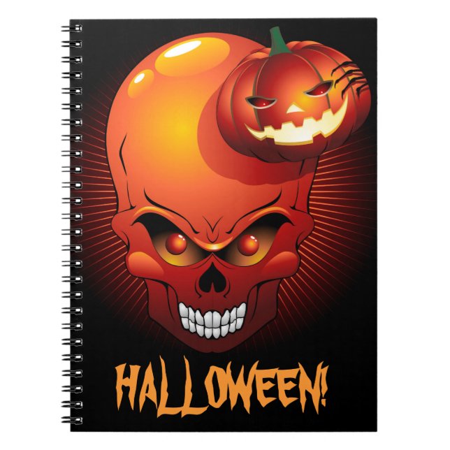 Halloween Skull and Pumpkin Notebook Notizblock (Vorderseite)