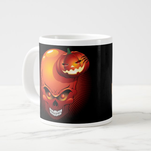Halloween Skull and Pumpkin Specialty Tasse (Vorderseite Links)