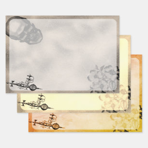 Halloween Skull and Spider Web Beängstigend Epheme Geschenkpapier Set