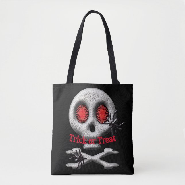 Halloween Skull and Spiders Trick oder Trete Tasche (Vorderseite)
