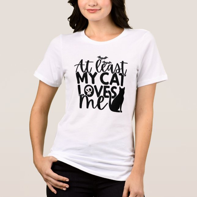 Halloween Skull Black Cat Liebe T - Shirt Design (Vorderseite)
