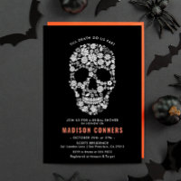Halloween Skull Black Floral Brautparty