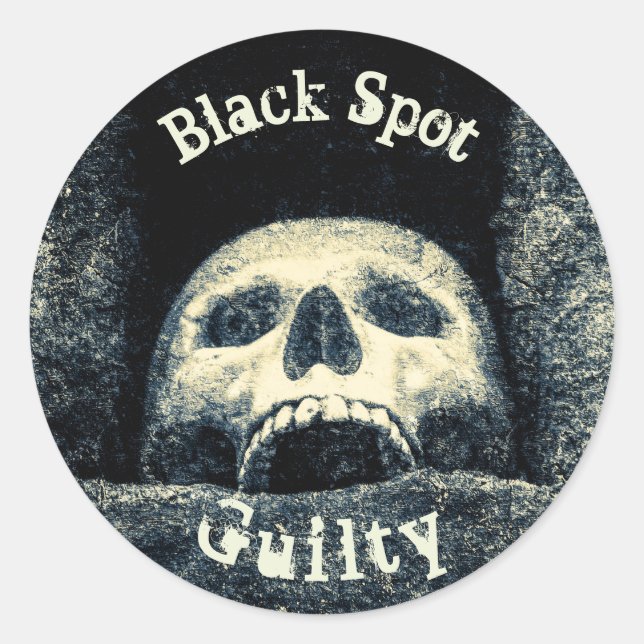 Halloween Skull Black Spot Guilty Runder Aufkleber (Vorderseite)
