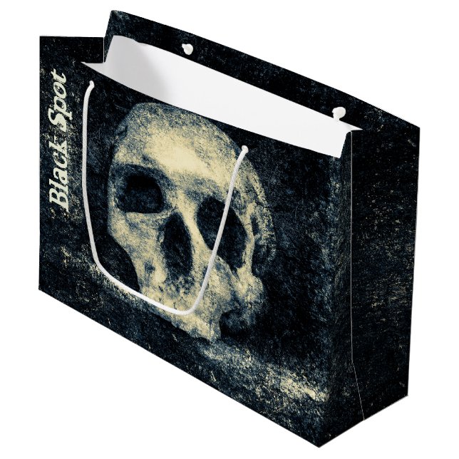 Halloween Skull Black Spot Pirate Party Große Geschenktüte (Vorderseite Schrägansicht)