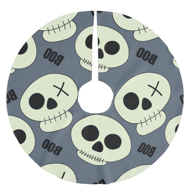 Halloween Skull, Boo Childish Design. Polyester Weihnachtsbaumdecke (Vorderseite)