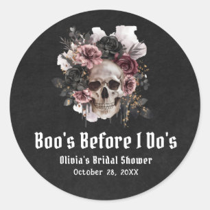 Halloween Skull Boo's Before I Do's Brautparty Runder Aufkleber
