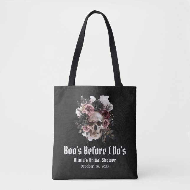 Halloween Skull Boo's Before I Do's Brautparty Tasche (Vorderseite)