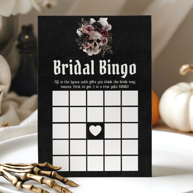 Halloween Skull Brautparty Bridal Bingo Einladung (Halloween Skull Bridal Shower Bridal Bingo Game)