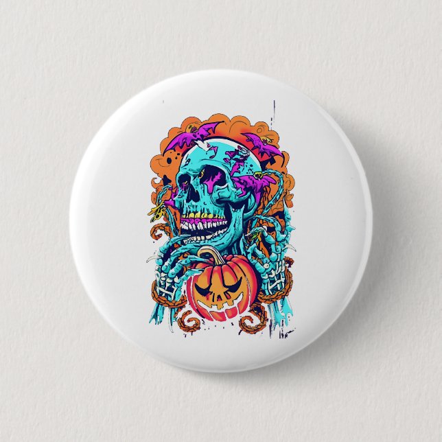 Halloween Skull Button (Vorderseite)