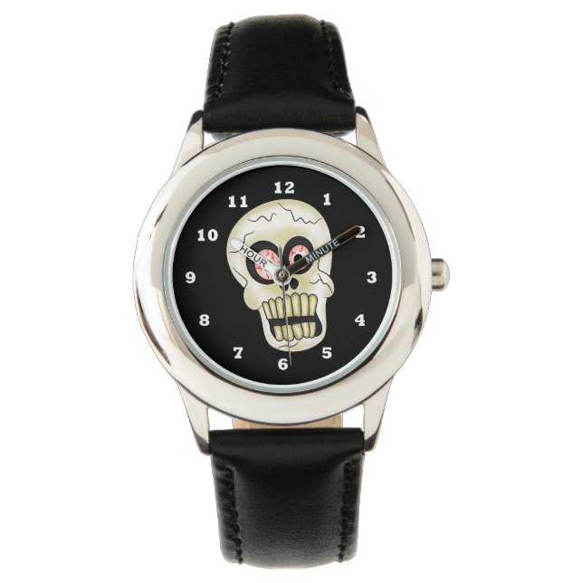 Halloween Skull Cartoon Armbanduhr (Vorderseite)
