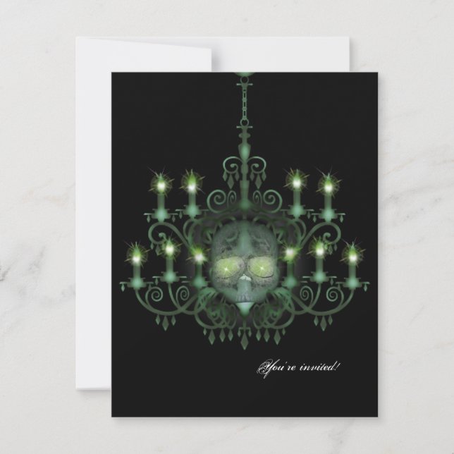 Halloween Skull Chandelier Wedding Einladung (Vorderseite)