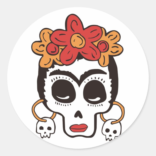 Halloween Skull Classic Round Sticker (Vorderseite)