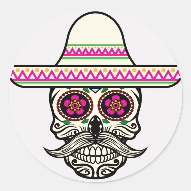 Halloween Skull Classic Round Sticker (Devant)