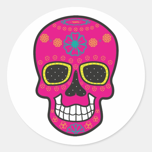 Halloween Skull Classic Round Sticker (Vorderseite)