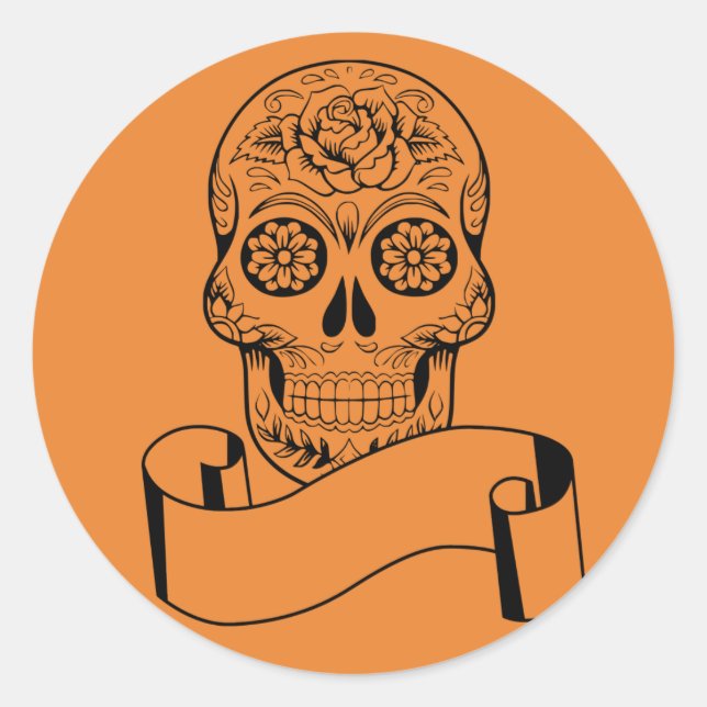 Halloween Skull Classic Round Sticker (Vorderseite)