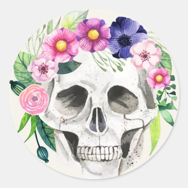 Halloween Skull Classic Round Sticker (Vorderseite)