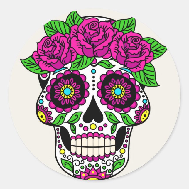 Halloween Skull Classic Round Sticker (Vorderseite)