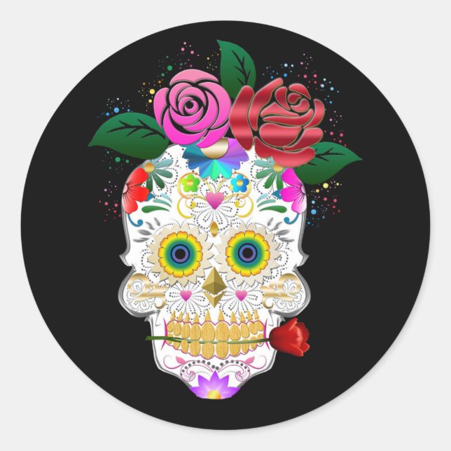 Halloween Skull Classic Round Sticker (Vorderseite)