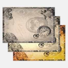 Halloween Skull Creepy Anatomie Bläschen Vintag Geschenkpapier Set