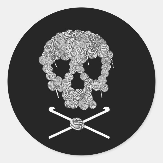 Halloween Skull Crochet Lovers Yarn Funny Runder Aufkleber (Vorderseite)