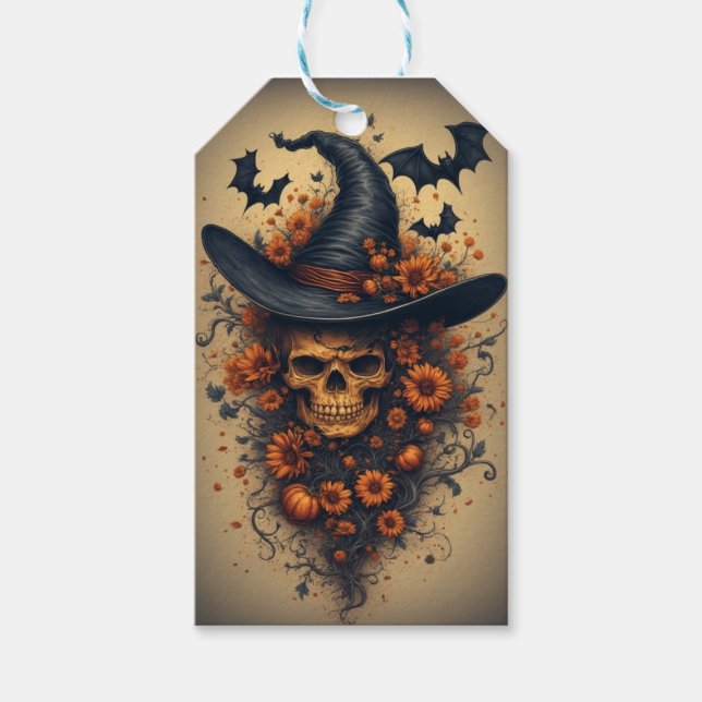 Halloween Skull Hat Geschenkanhänger (Vorderseite)