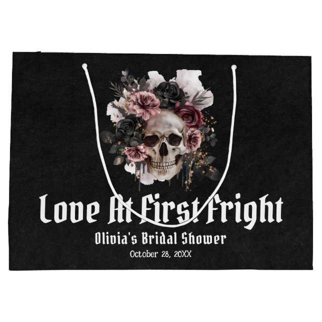 Halloween Skull-Liebe im ersten Fright-Brautparty Große Geschenktüte (Rückseite)